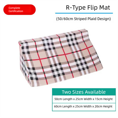 The bedridden elderly person is in a lateral position with a sponge pillow when turning over