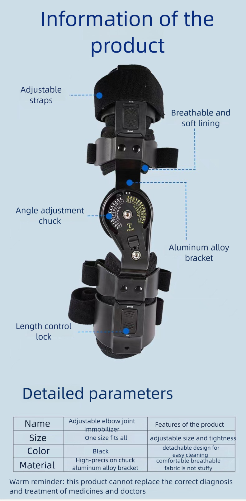 Adjustable elbow brace